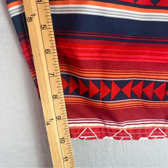 American Eagle Board Shorts Swim Trunks Mens Large Red Orange Aztec Vacation - Picture 7 of 9
